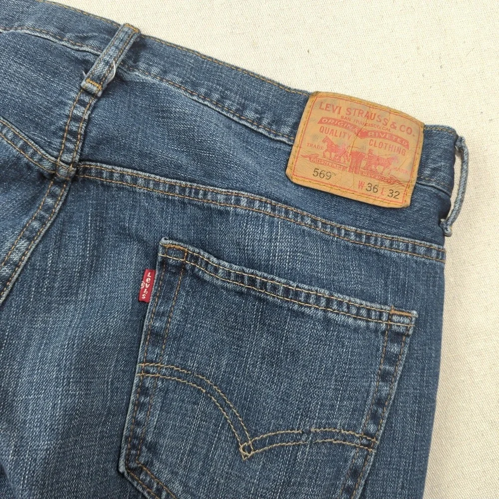 Levis Jeans Mens 36x32 Blue 569 Loose‎ Relaxed Casual Classic Baggy Western